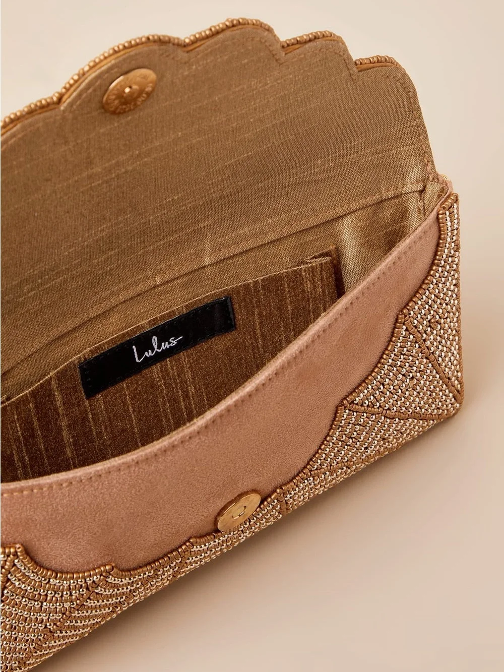 Beaded Scallop Clutch - Gold